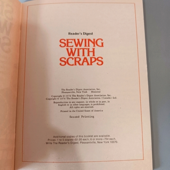 Reader's Digest Sewing With Scraps Booklet 1976 Holidays Gifts Children Home - Picture 3 of 3
